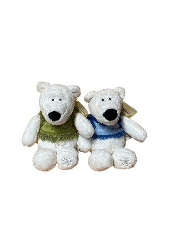Sweety Toys ours polaire ours en peluche 25 cm avec gilet bleu et vert assortis 1