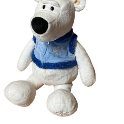 Sweety Toys osito de peluche oso polar 35 cm con chaleco azul y verde