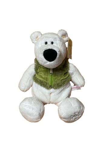 Sweety Toys ours polaire ours en peluche 35 cm avec gilet bleu et vert 2