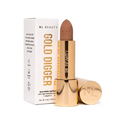 Langanhaltender, halbmatter, samtiger, klassischer Lippenstift, GOLD DIGGER, NLBeauty™ - 01 24K