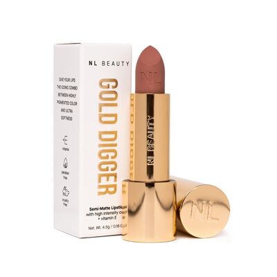 Long Lasting Semi Matte Velvet Classic Lipstick, GOLD DIGGER, NLBeauty™  - 03 THE QUEEN