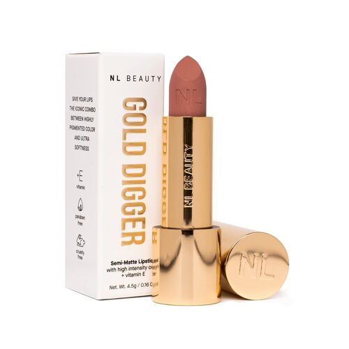 Long Lasting Semi Matte Velvet Classic Lipstick, GOLD DIGGER, NLBeauty™  - 04 TREASURE