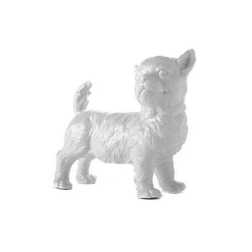 CHIEN DEBOUT PORCELAINE BLANCHE