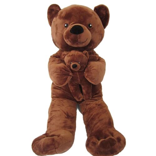 Sweety Toys XXL Riesen Teddybär 90cm Teddy Bär Mama mit Baby 28 cm Plüschbär kuschelweich