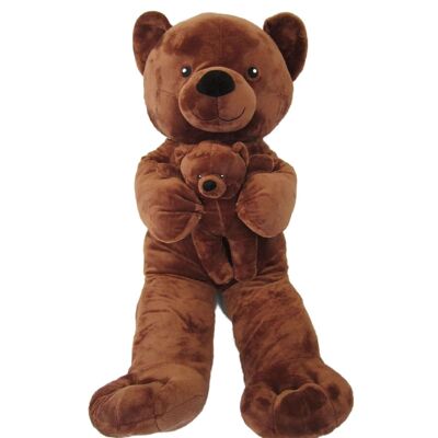 Sweety Toys Oso de peluche gigante XXL 90 cm Oso de peluche mamá con bebé 28 cm Osito de peluche suave y tierno