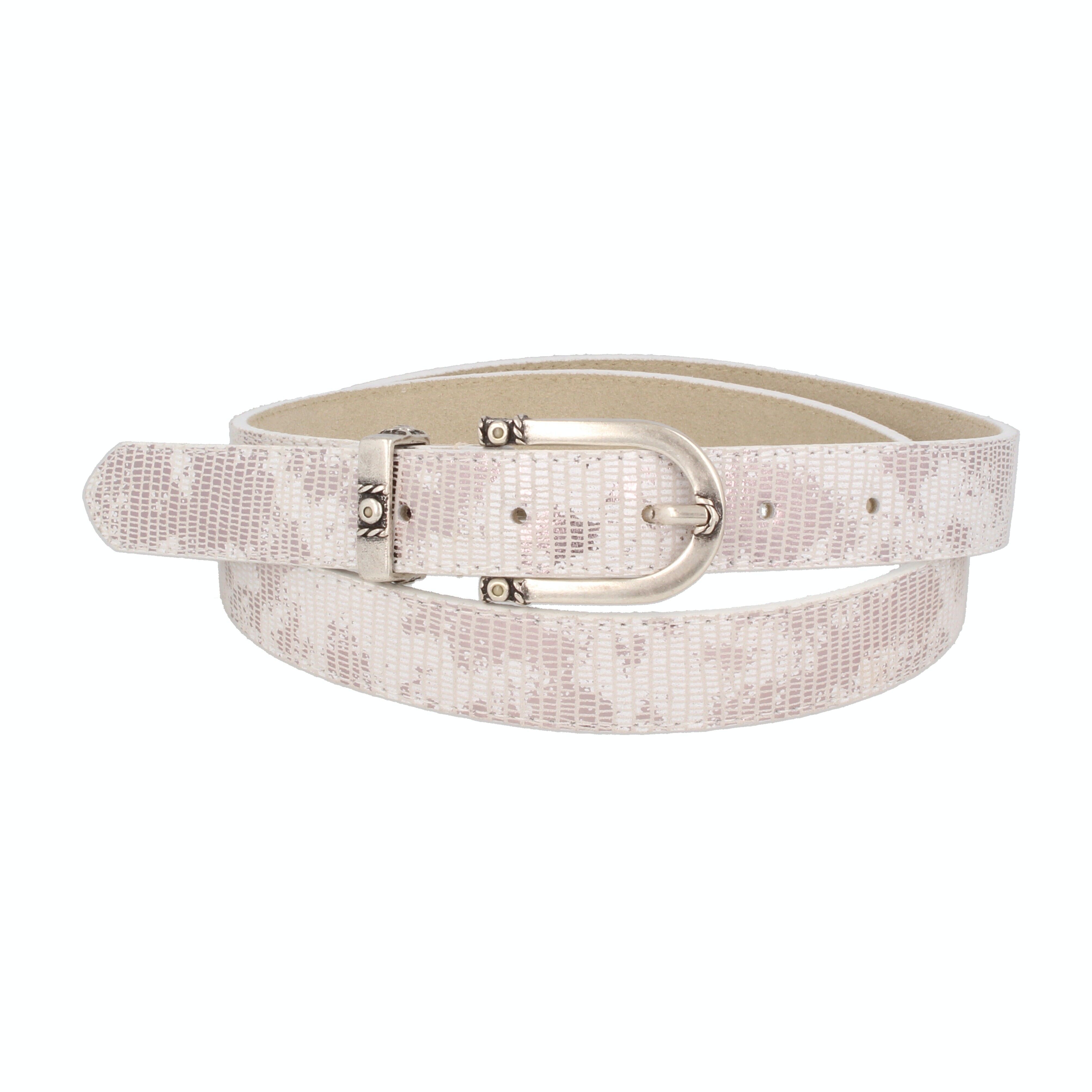 Cintura donna in pelle Lamina stretta bianco argento