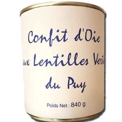 Confit d’oie aux lentilles vertes du Puy, boite 840g