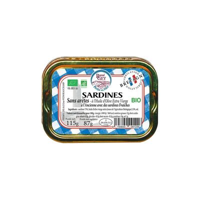 Sardines Sans Aretes A L'Huile D'Olive Bio - Raoul Gey - 115g