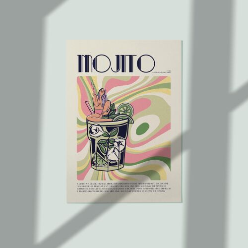 POSTER ILLUSTRATION MOJITO COCKTAIL VINTAGE