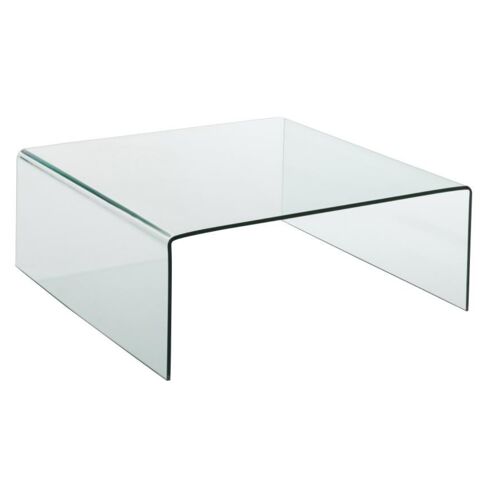 TABLE DE SALON CARREE VERRE TRANSPARENT