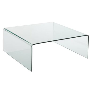 QUADRATISCHER COUCHTISCH AUS TRANSPARENTEM GLAS