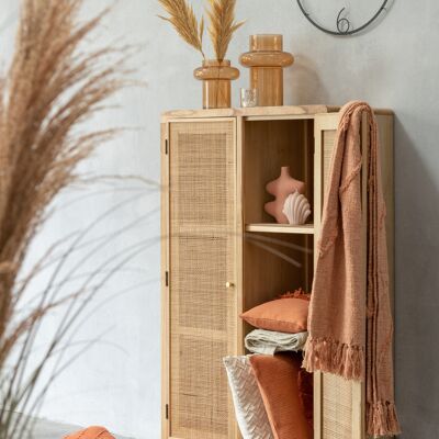 CABINET 2 DOORS WOOD/NATURAL RATTAN