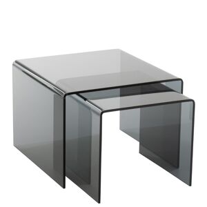 S/2 TABLE GIGOGNE VERRE NOIR