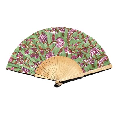 Pink green flowers fan