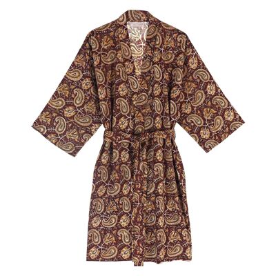 Kastanienbrauner Paisley-Kimono