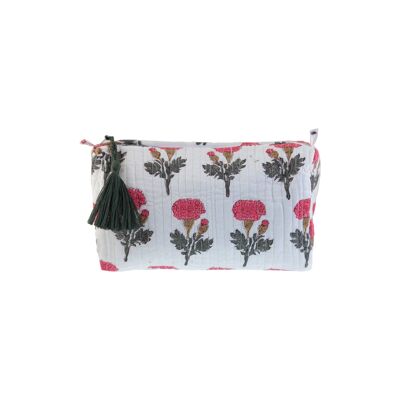 Medium white flower toiletry bag