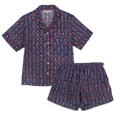 Pyjama court fleuri bleu