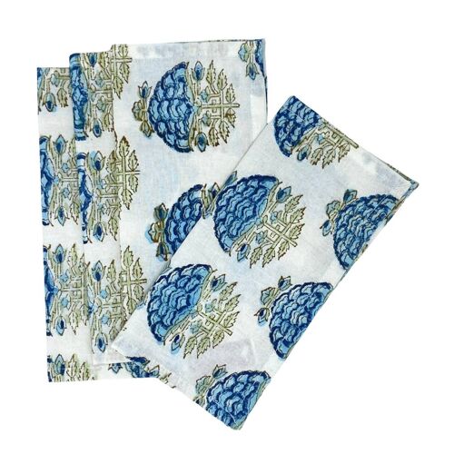 SET 4 SERVILLETAS COCKTAIL FLOR AZUL