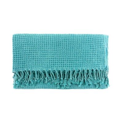 PESTEMAL WAFFLE BLUE TOWEL