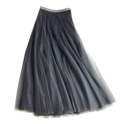Jupe étagée en tulle gris anthracite, petit