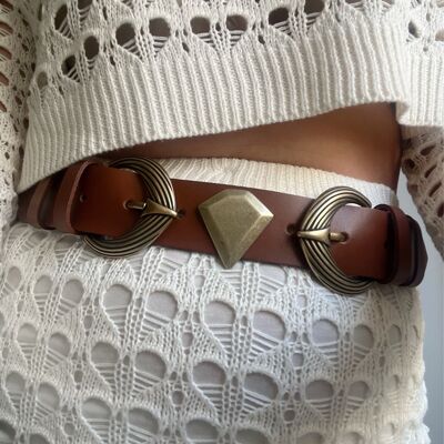 Bohemian Brown Leather Belt, Buckle Belt, Women Leather Betl, Handmade Belt, Brown Belt, Waist Belt, Gift for Her - Opposite Poles