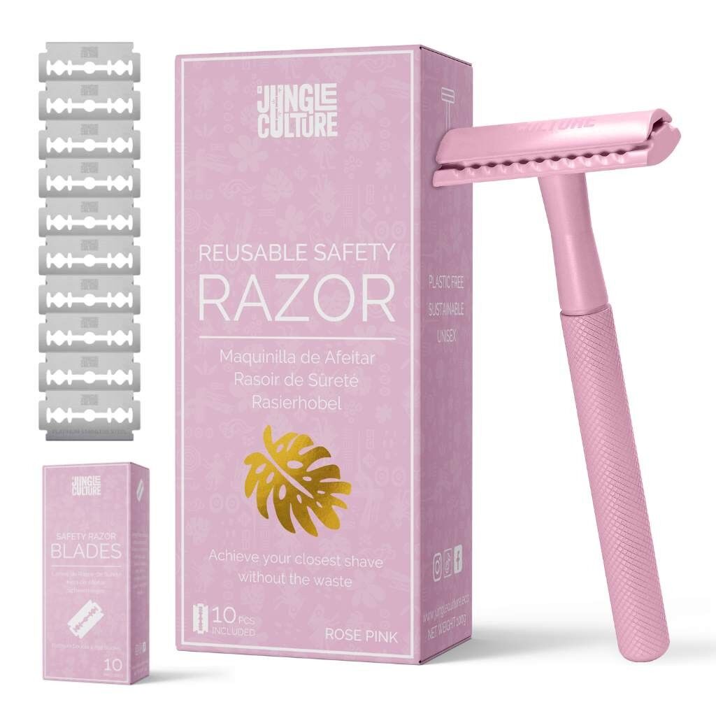 Safety Razors - Metal Reusable Razor - Includes 10x Razor Blades