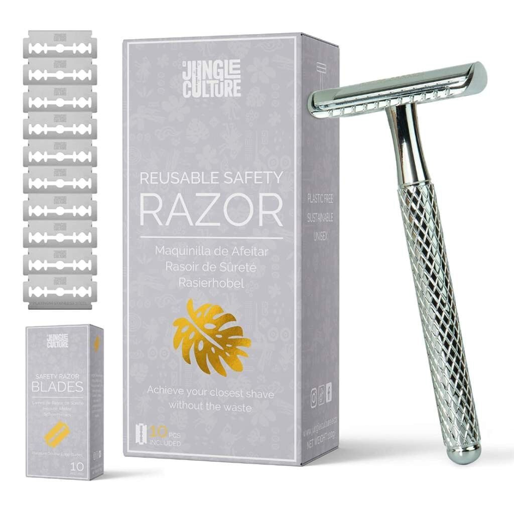 Safety Razors - Metal Reusable Razor - Includes 10x Razor Blades