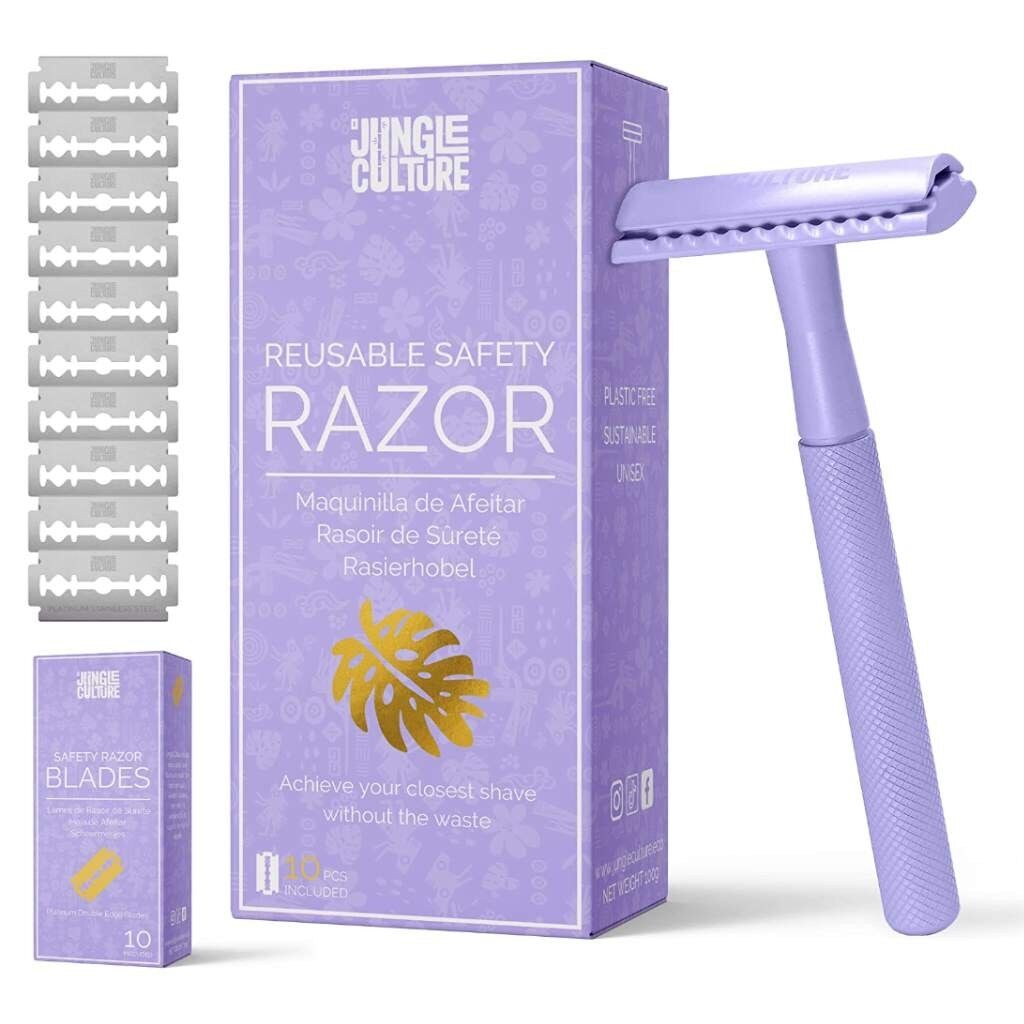 Safety Razors - Metal Reusable Razor - Includes 10x Razor Blades