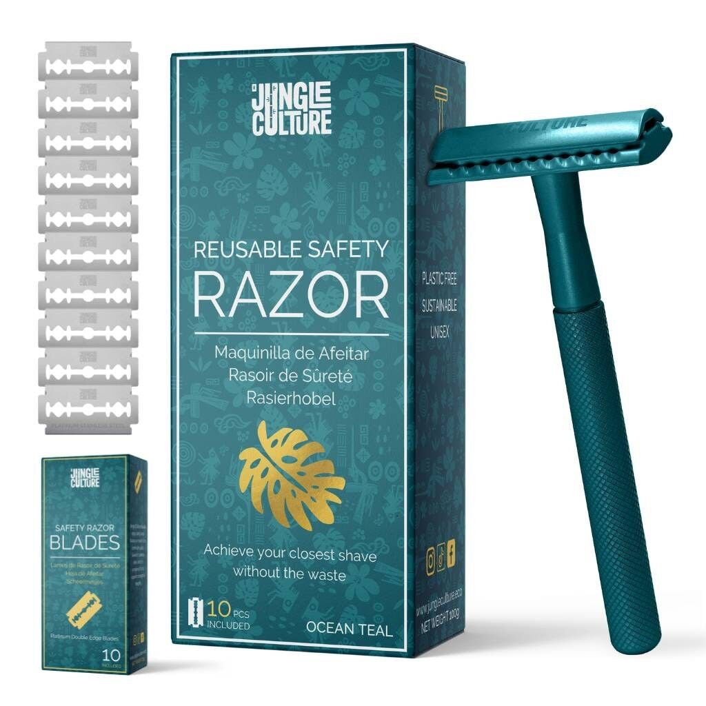 Safety Razors - Metal Reusable Razor - Includes 10x Razor Blades