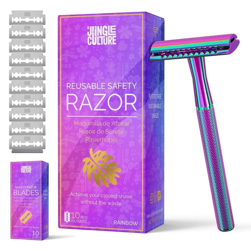 Safety Razors - Metal Reusable Razor - Includes 10x Razor Blades