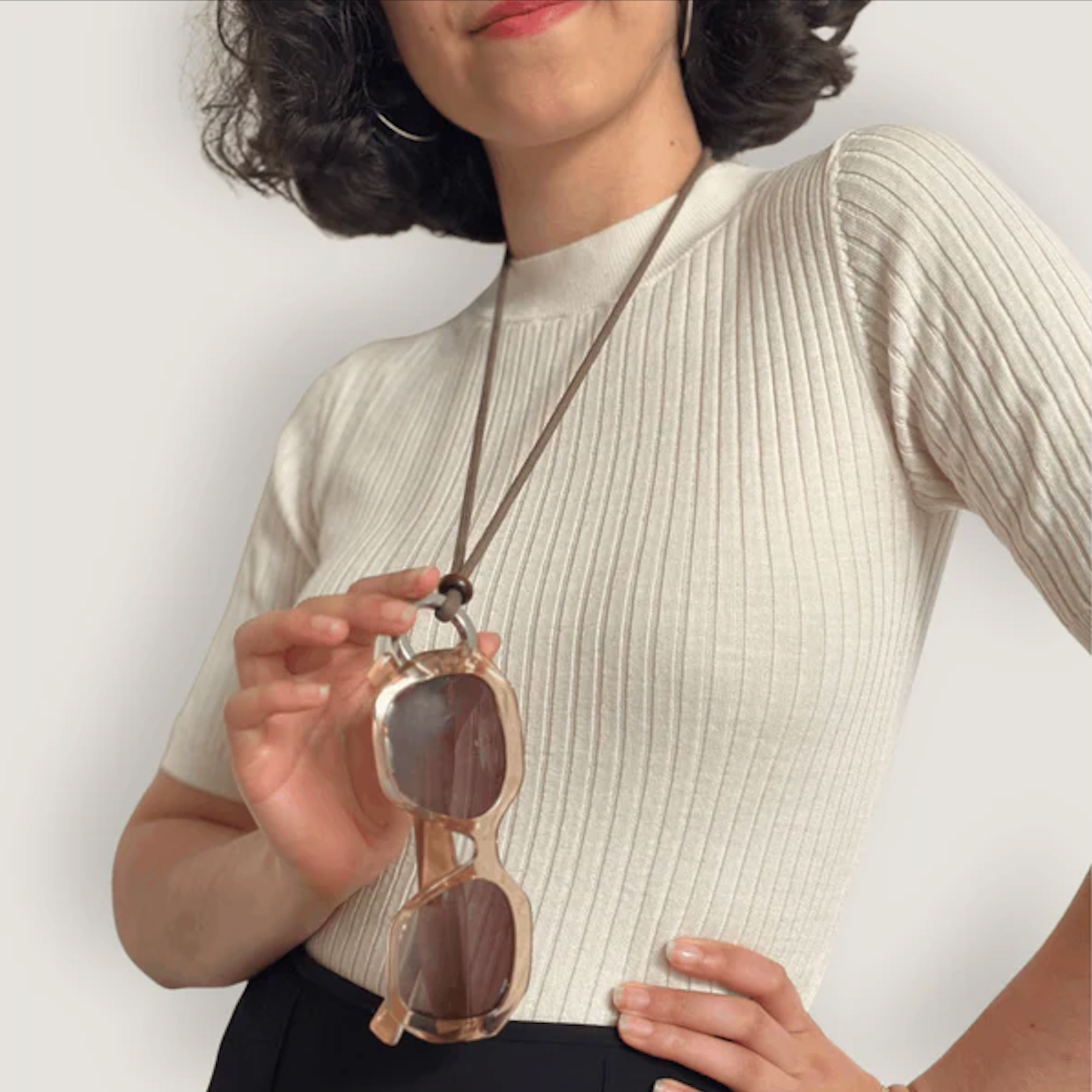 Eve Brillenhalter-Halskette mit Karabiner aus gewachster Baumwolle
