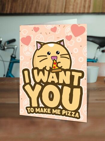 Carte d'anniversaire drôle Kuwaii - Make Me Pizza par Fuzzballs 2