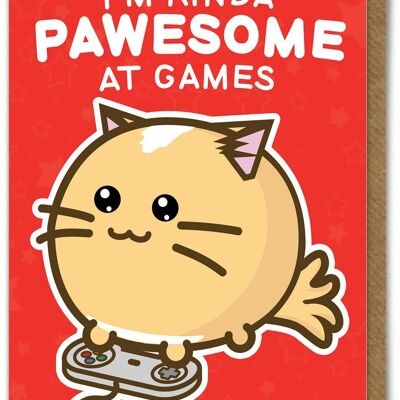 Funny Kuwaii Birthday Card - Pawesome At Games by Fuzzballs