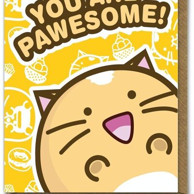 Lustige Kuwaii-Geburtstagskarte – You Are Pawsome von Fuzzballs