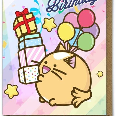 Funny Kuwaii Birthday Card - Birthday Presents by Fuzzballs