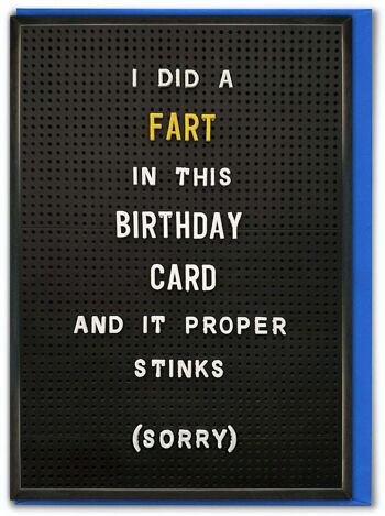 Carte d'anniversaire amusante - Fart In Card Proper Stinks par Brainbox Candy 1
