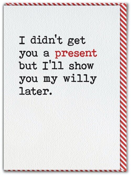 Rude Birthday Card - No Present Show You My Willy by Brainbox Candy
