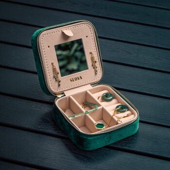 Boîte à bijoux velours vert émeraude 4