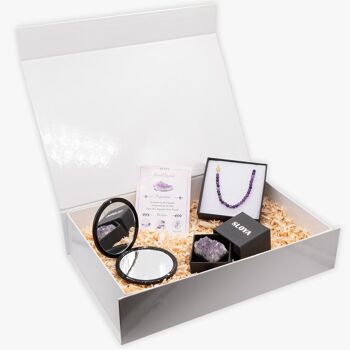 Coffret Améthyste - bracelet, pierre et miroir 2