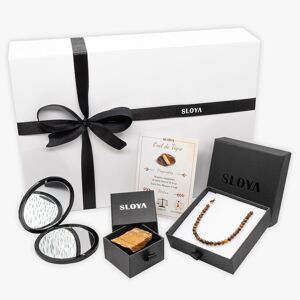 Coffret Oeil de Tigre - bracelet, pierre et miroir