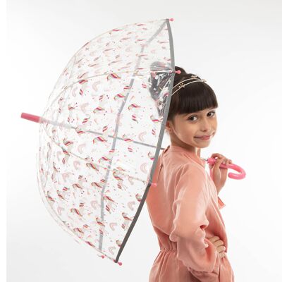 Pink unicorn children's transparent umbrella