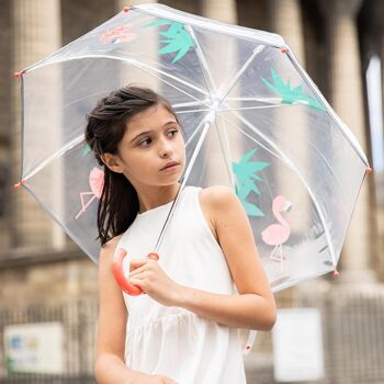 Parapluie Enfant Transparent Flamant Rose 5