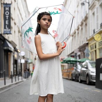 Parapluie Enfant Transparent Flamant Rose 6