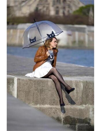 Parapluie Long Automatique Transparent Chat 3