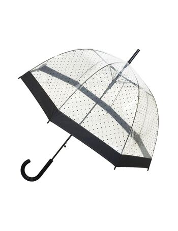 Parapluie Long Transparent Petits Pois Noirs 2