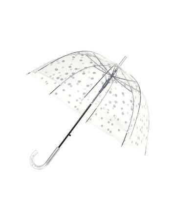 Parapluie Long Transparent Pois Argentés 2