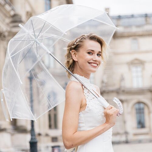 Parapluie Long Cloche Transparent Simple - Mariage