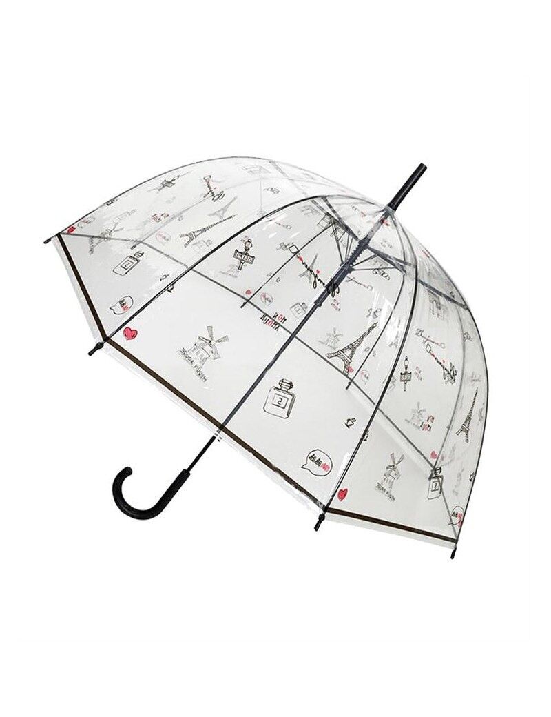 Lange transparente Regenschirm-Paris-Symbole