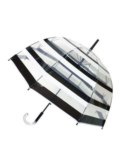 Parapluie Long Transparent Rayure Noir&Blanc