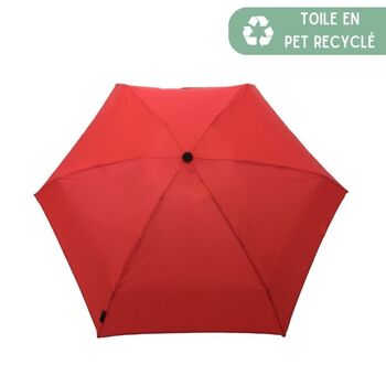Mini Parapluie Solide Rouge Ecologique en PET Recyclé 1